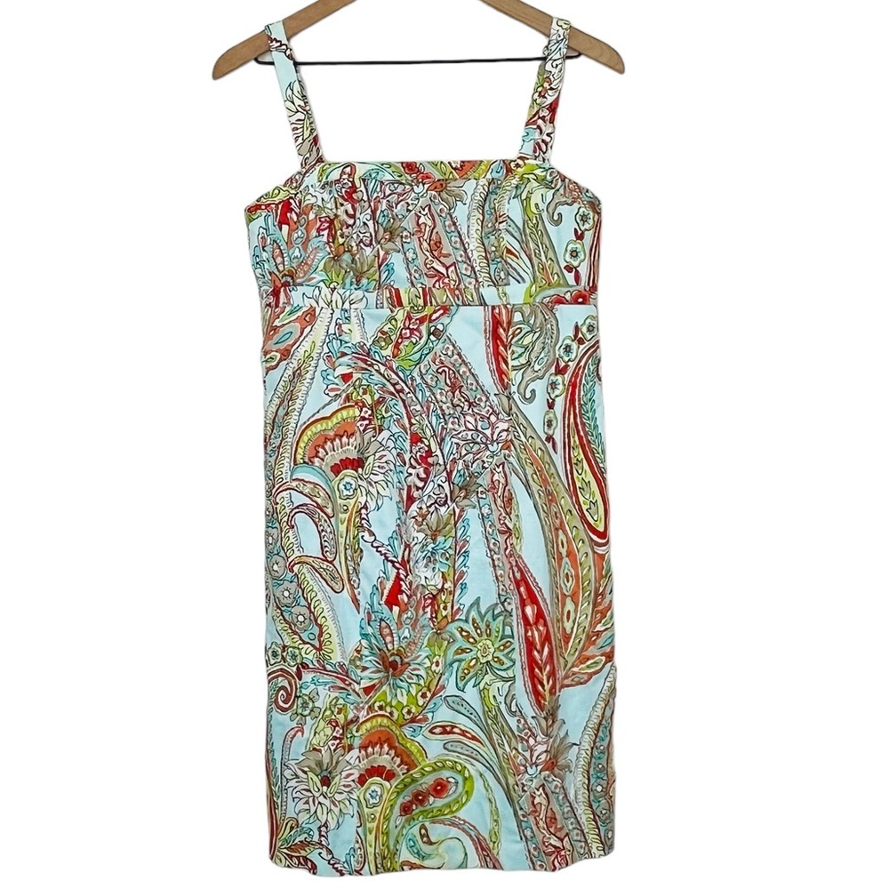 Tommy Bahama Sunset Paisley Blue Orchid Silk Lined Sleeveless Dress Size 8